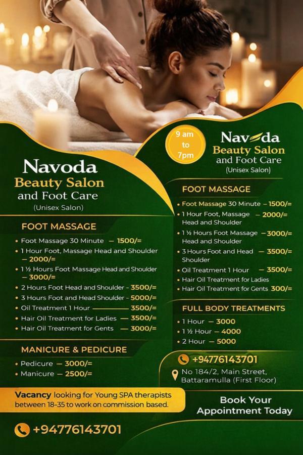Image of Navoda Beauty Salon and Foot Care (Unisex Salon) Professional Service only. Not a SPA